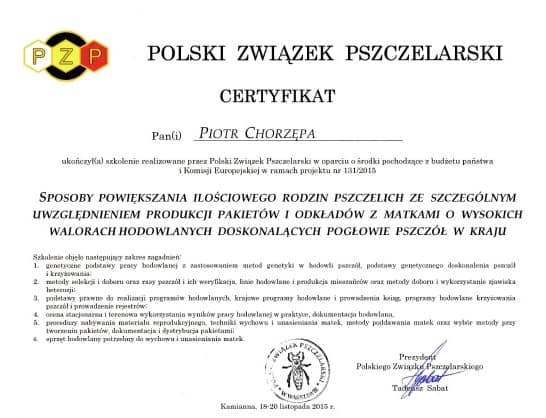 Certyfikat PZP Warszawa